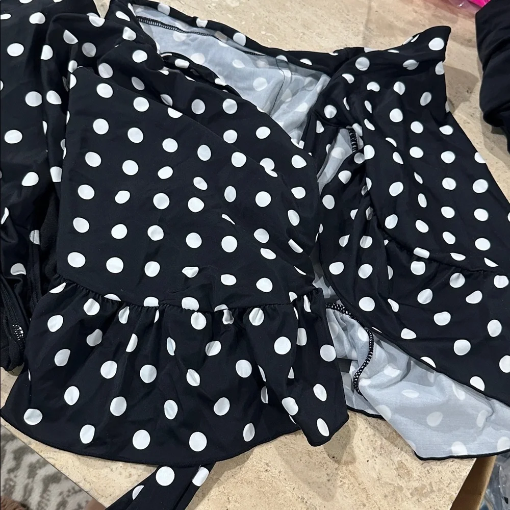 Women’s One Piece Swimwear Bathing Suit Red Polk a dot + cover NWOT Size XXL